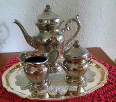 Kaffee/Teekanne, Zuckerdose, Rahmkänchen Tablett 4teilig