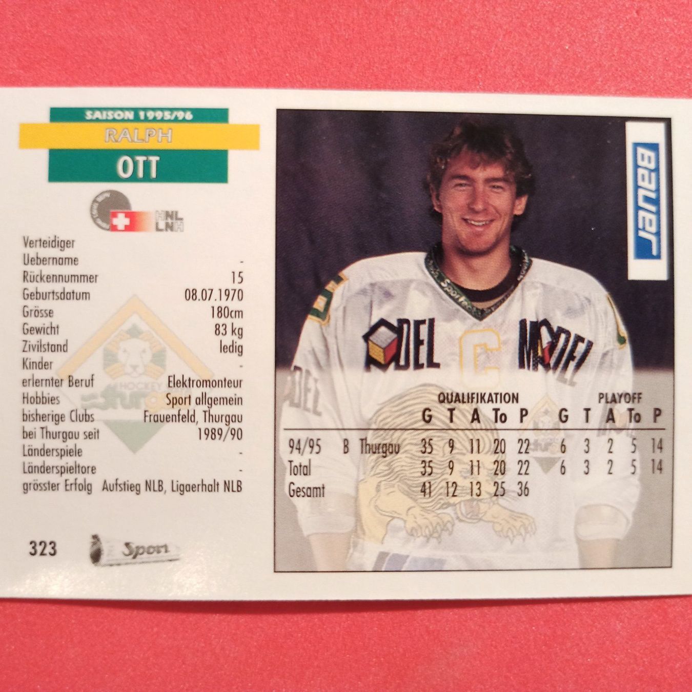 Carte collezionabili: Ralph Ott - HC THURGAU - 1995/96 – Usato da Dübendorf venduto da kb86_MOVIE 1