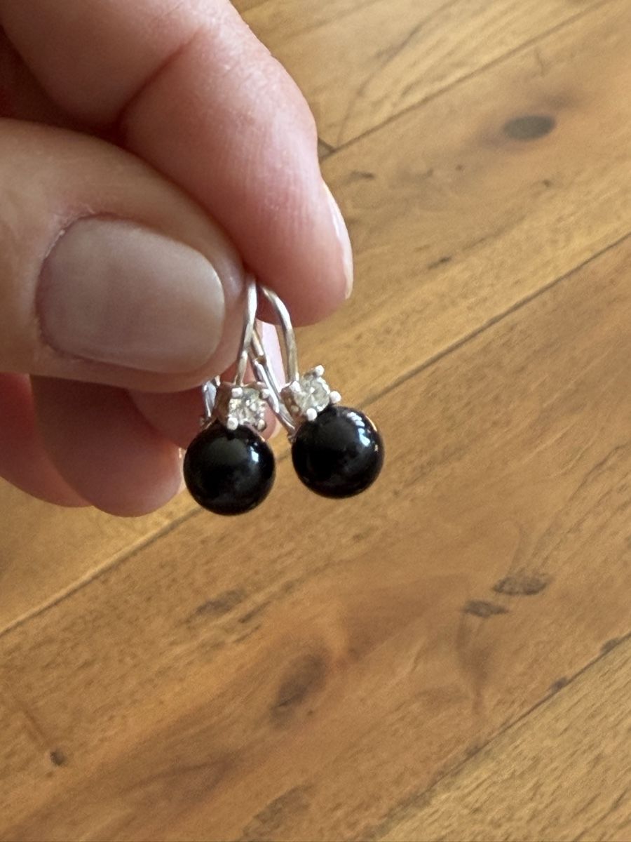 Orecchini pendenti & Orecchini a lobo: Orecchini argento 925 pietra nera e zirconia – Usato da Cademario venduto da Iby_30 1