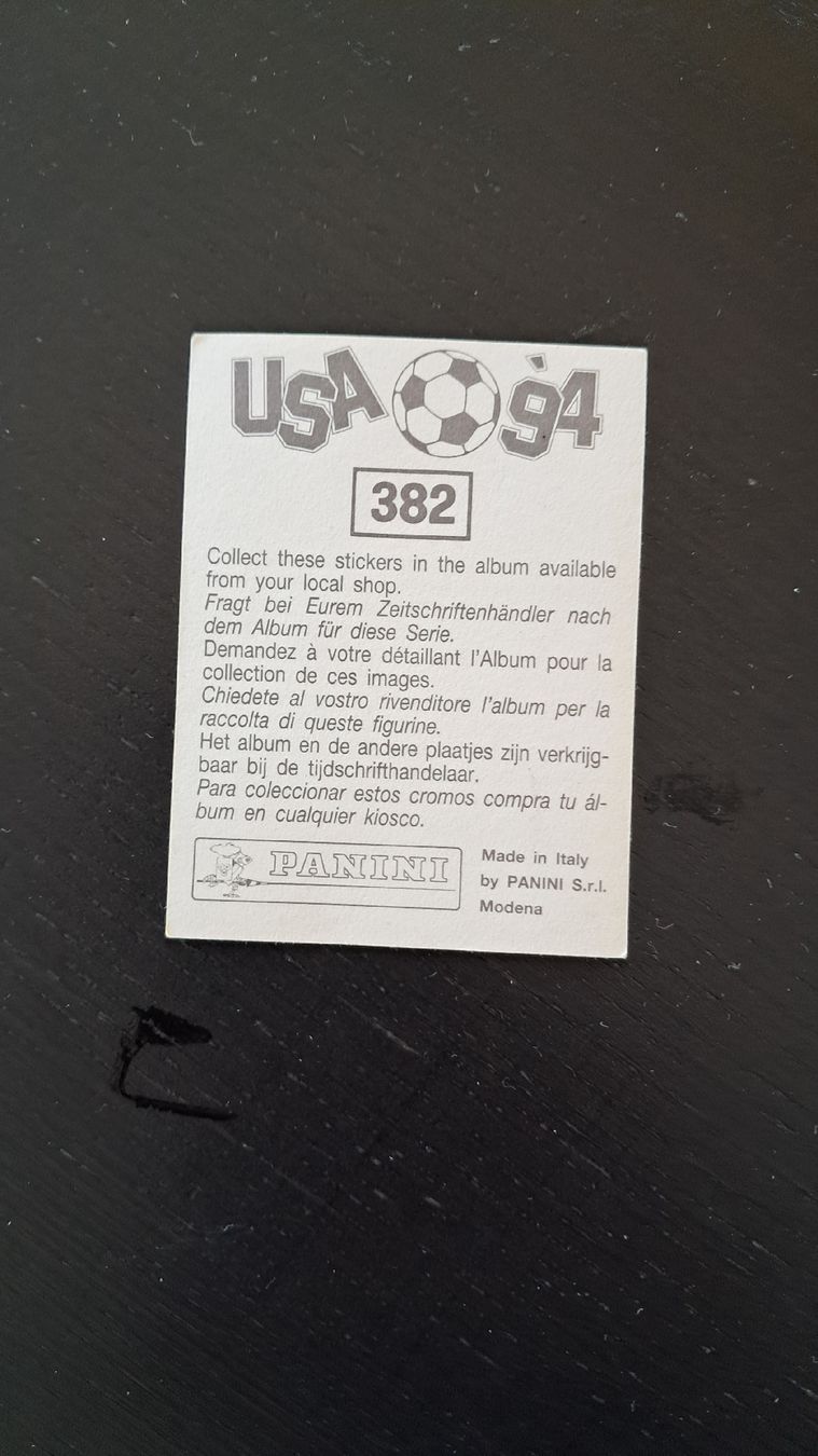 Panini Carte collezionabili: panini USA 1994, num 382 Belgique – Usato da Blignou (Ayent) venduto da goire 1