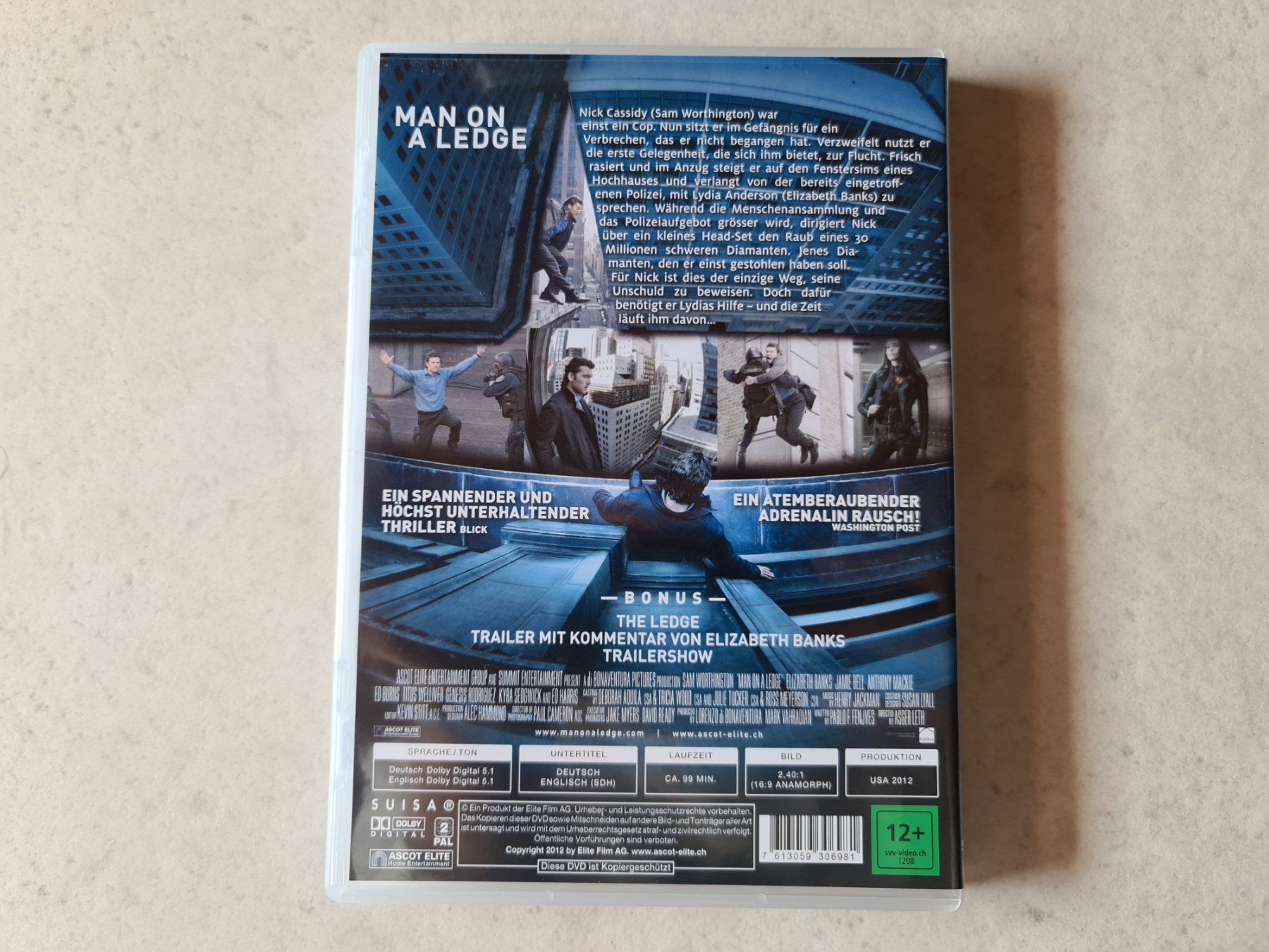 Alle DVDs: Man on a Ledge    -   Widescreen – Gebraucht aus Schneisingen von backstore24 2