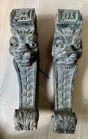 Holzschnitzerei Löwenkopf 2 x Konsole antik Löwe Holz