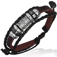 Leder Armband verstellbar schwarz braun