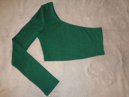 Damen Crop Top Grösse 36 Ein Schulter Dunkelgrün wie neu...