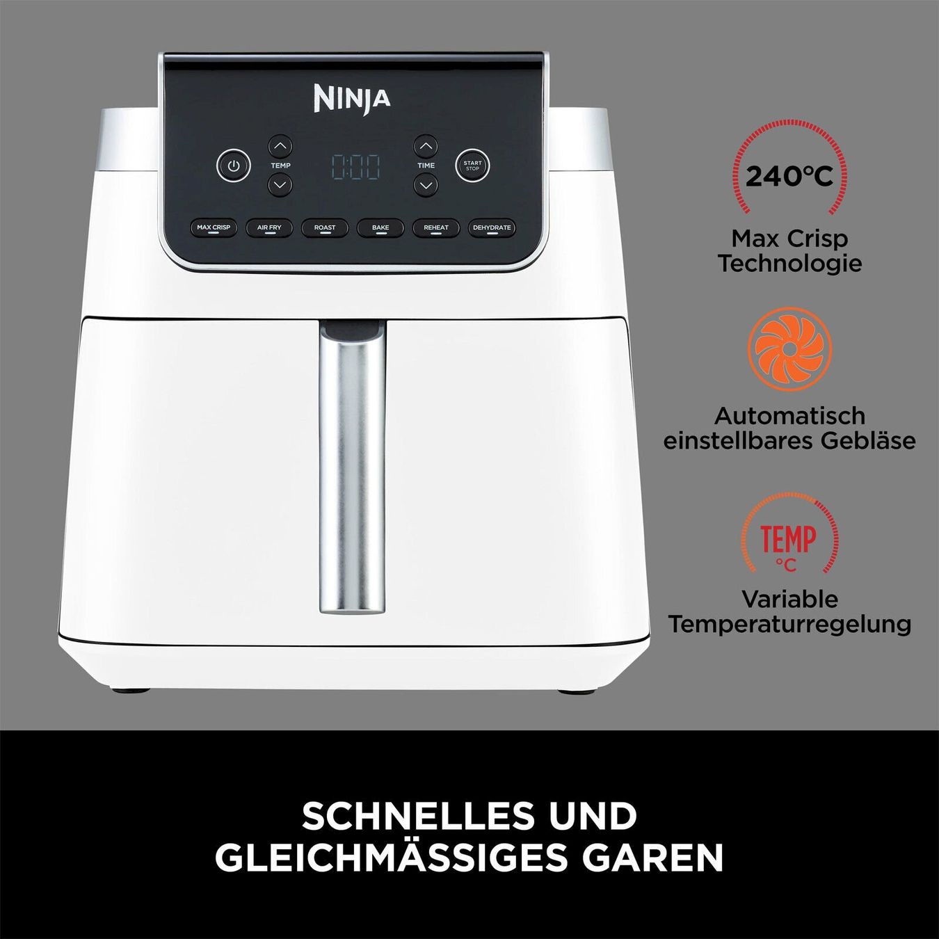 Küchengeräte: Ninja AF180EUWH Heißluftfritteuse Weiß – Neu und originalverpackt aus Bottighofen von zaap 1