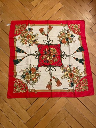 Gucci foulard di seta vintage motivo floreale, perfetto
