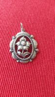 Vintage Silber Anhänger 800 mit Blumenmuster im Oval