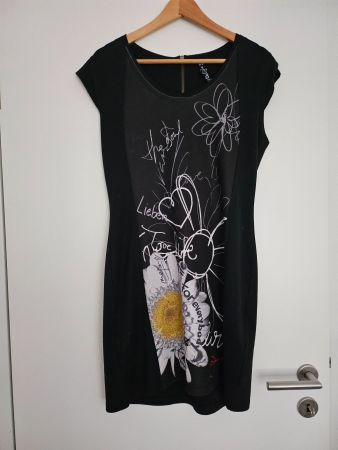 Desigual Robe Femme Taille S, Noir, Été, Fleuri