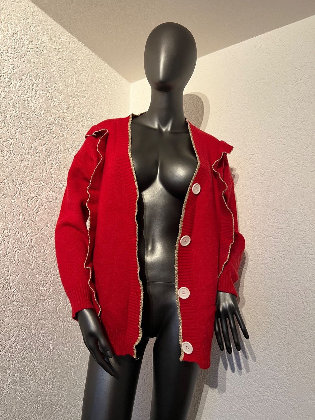 Giacche: Frühling Herbst Damen Strickjacke Rot Gr M – Usato da Frenkendorf venduto da Style365 2