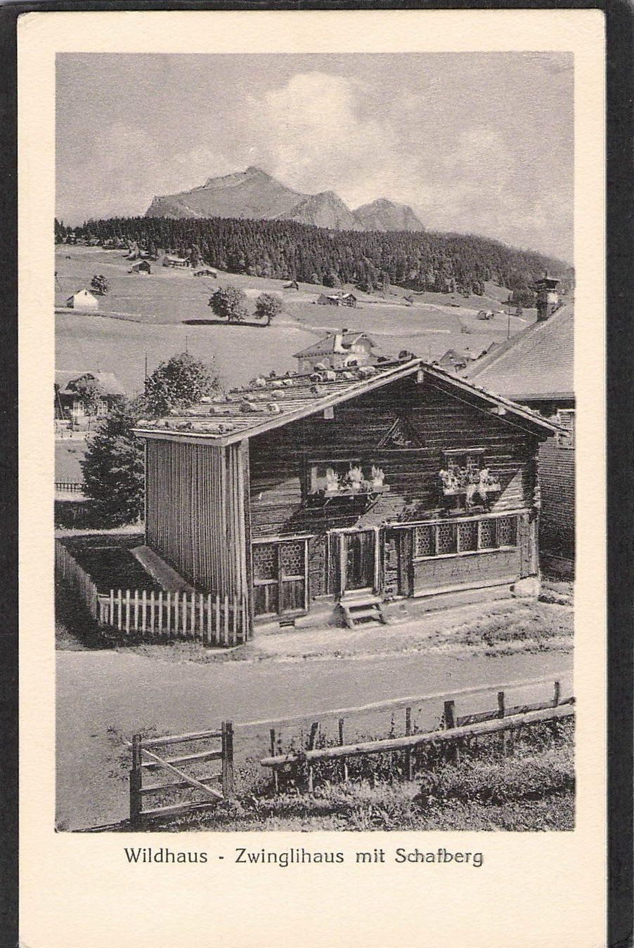 Cartoline postali: -Wildhaus , Zwinglihaus mit Schafberg – Usato da Reichenburg venduto da Pipo-67