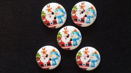 5 Stk WEIHNACHTEN HOLZKNÖPFE 30 mm