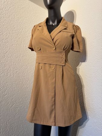 Sommer Kleid im Trenchcoat-Stil Gr S Braun Gut Erhalten