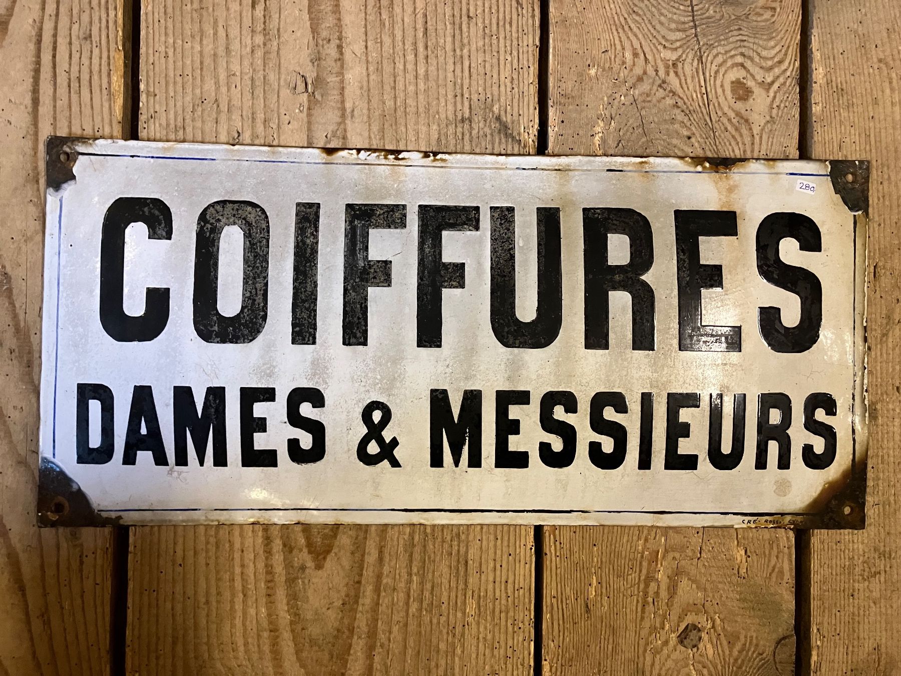 Insegne: Emailschild COIFFURES – Usato da Goldau venduto da Taburettli_Brocante