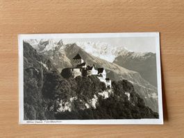 Ansichtskarte Schloss Vaduz aus dem Jahr 1950, gelaufen