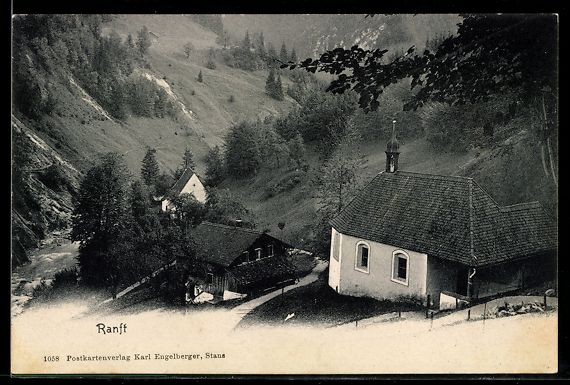 Cartoline postali: AK Ranft, Kapelle und Häuser am Bach – Usato da Berlin venduto da bartko-reher