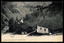 AK Ranft, Kapelle und Häuser am Bach