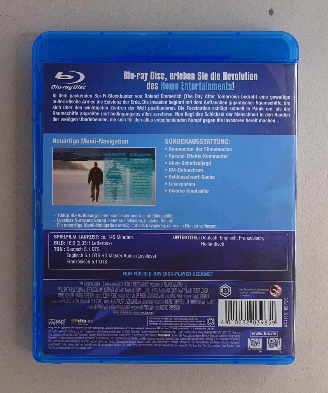 Tutti i DVDs: Independence Day - Blu-ray mit Will Smith, Bill Pullman – Usato da Sessa venduto da fraenklishop 1