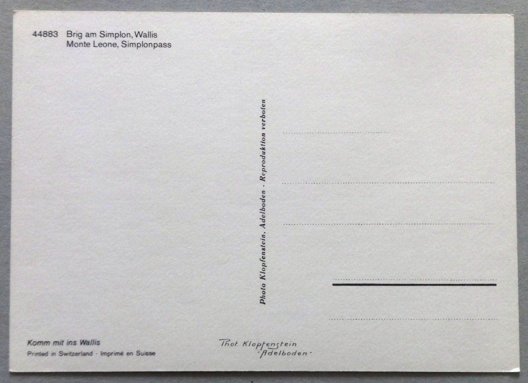Cartoline postali: Brig am Simplon – Usato da Fétigny venduto da Billy2miny 1