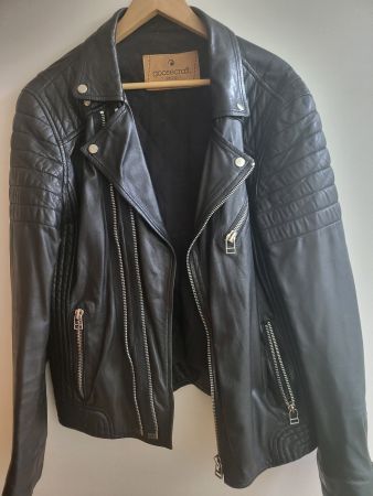 Schwarze Lederjacke Goosecraft Biker 921