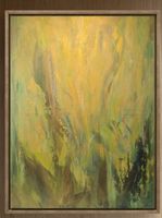 Abstraktes Bild in Goldgrün ohne Rahmen  auf Leinwand 100x80