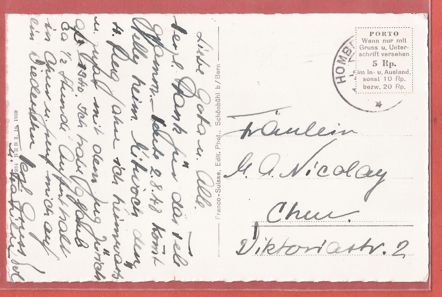 Cartoline postali: Hombrechtikon - ca. 1940 – Usato da Fislisbach venduto da Porano 1