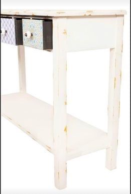 Console: Weisses Sideboard Shabby Chic Look mit 5 Schubladen – Nuovo e nell'imballaggio originale da Berikon venduto da nimmo 3