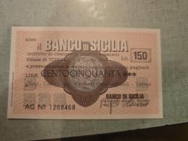 Italie 1976 – Miniassegno 150 Lire Banco di Sicilia – Torino