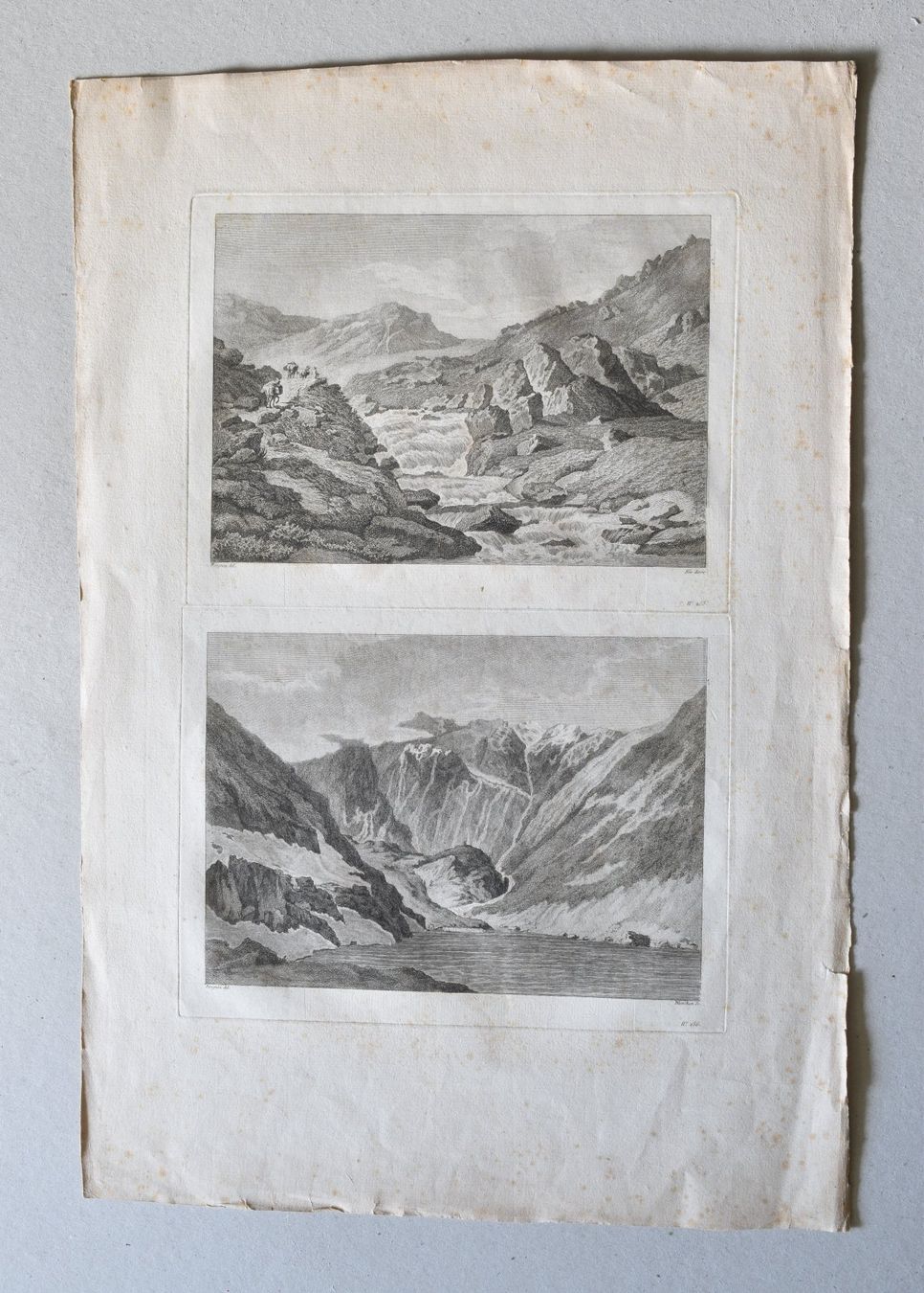Incisioni: Kupferstich Gotthardpass Schweiz, Pérignon, um 1780 – Usato da Zürich venduto da artsandstuff 1