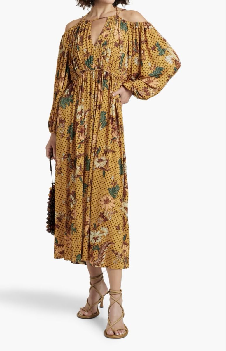 Ulla Johnson Vestiti: Ulla Johnson cold-shoulder printed stretch-jersey midi dress – Nuovo e nell'imballaggio originale da Versoix venduto da pen_6hgs 3