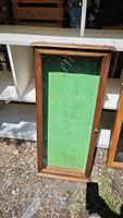 Vintage Holz Setzkasten / Vitrine mit grüner Filzeinlage