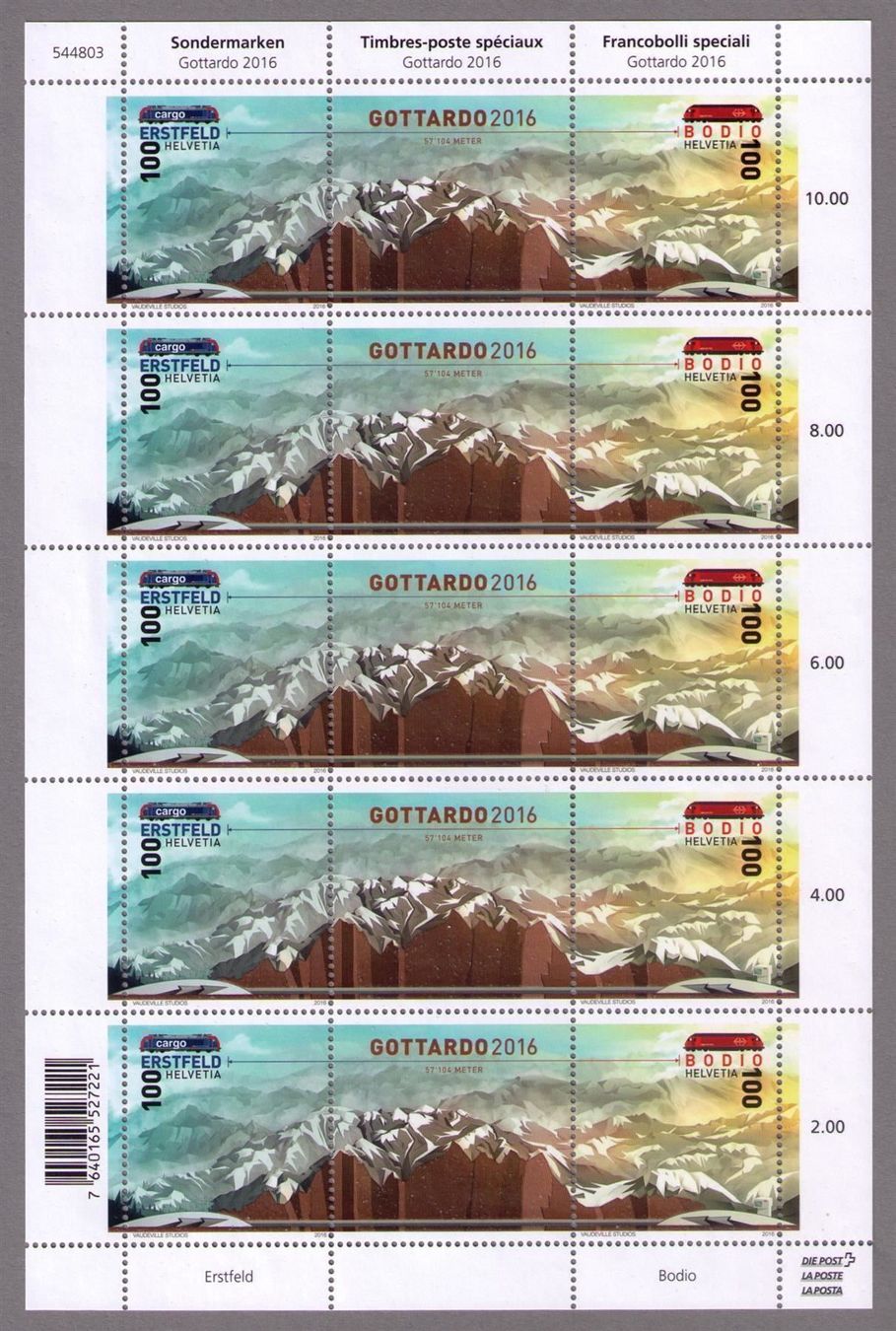 Tutti i francobolli: 2016_1588+89_GOTTARDO_Tunnel_Bahn_SBB_CFF_FFS_Gotthard-Bg.** – Nuovo (secondo la descrizione) da Marthalen venduto da Ch_quality