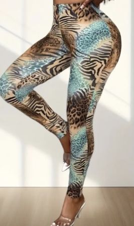 Chic leggings-fantasia zebrata-tgM/L-nuovi