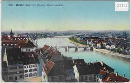 Basel - Blick vom Münster, Rhein abwärts