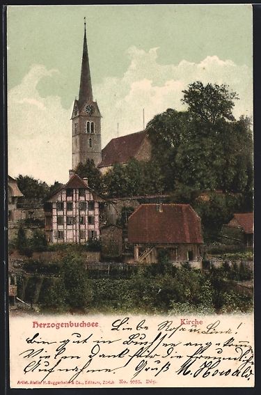 Ansichtskarten: AK Herzogenbuchsee, Kirche, 1905 – Gebraucht aus Berlin von bartko-reher