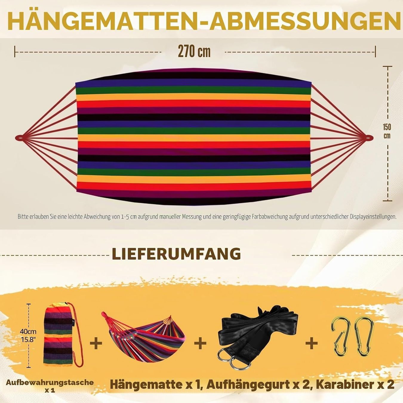 Amache: Hängematte Baumwolle Baumgurte Tragbar Camping Tasche – Nuovo e nell'imballaggio originale da St. Gallen venduto da sch_zsz7 2