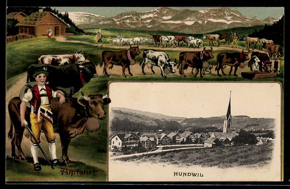 Ansichtskarten: Hundwil, Ortsansicht mit Kirche, Passepa – Gebraucht aus Berlin von bartko-reher