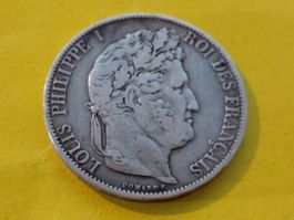 Frankreich 5 Francs "Louis Philippe I" 1845 W Silber