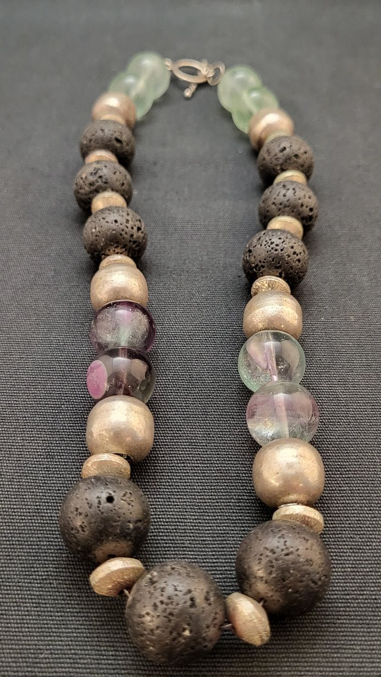 Catenine: Collier Lava / Fluorit / Silber – Usato da Basel venduto da spinne02 2