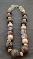 Collier Lava / Fluorit / Silber
