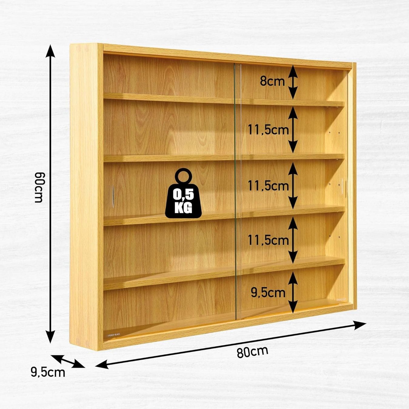 Vetrine: Sammlervitrine, Hängevitrine, Wandregal, Glasvitrine - Buche – Nuovo e nell'imballaggio originale da Fislisbach venduto da IboTrade 2