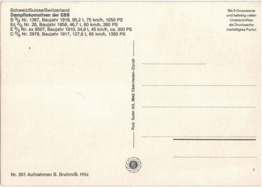 Cartoline postali: SBB Dampflokomotiven - Mehrbilderkarte – Usato da Frauenfeld venduto da POML 1