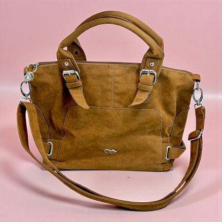 Sac à main vintage Collezioni Alessandro en cuir daim marron