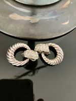 Vintage Creolen Clips Silber mit Strass
