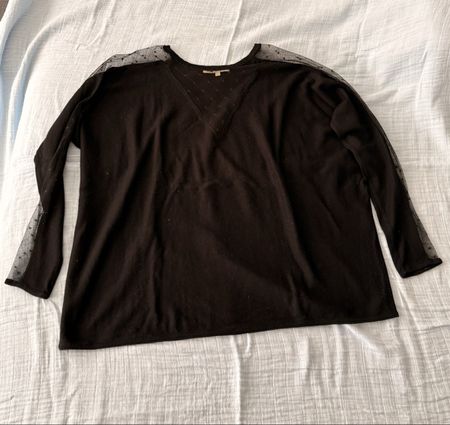 Damen Pullover Maje Gr 1/S schwarz mit Tüll Details