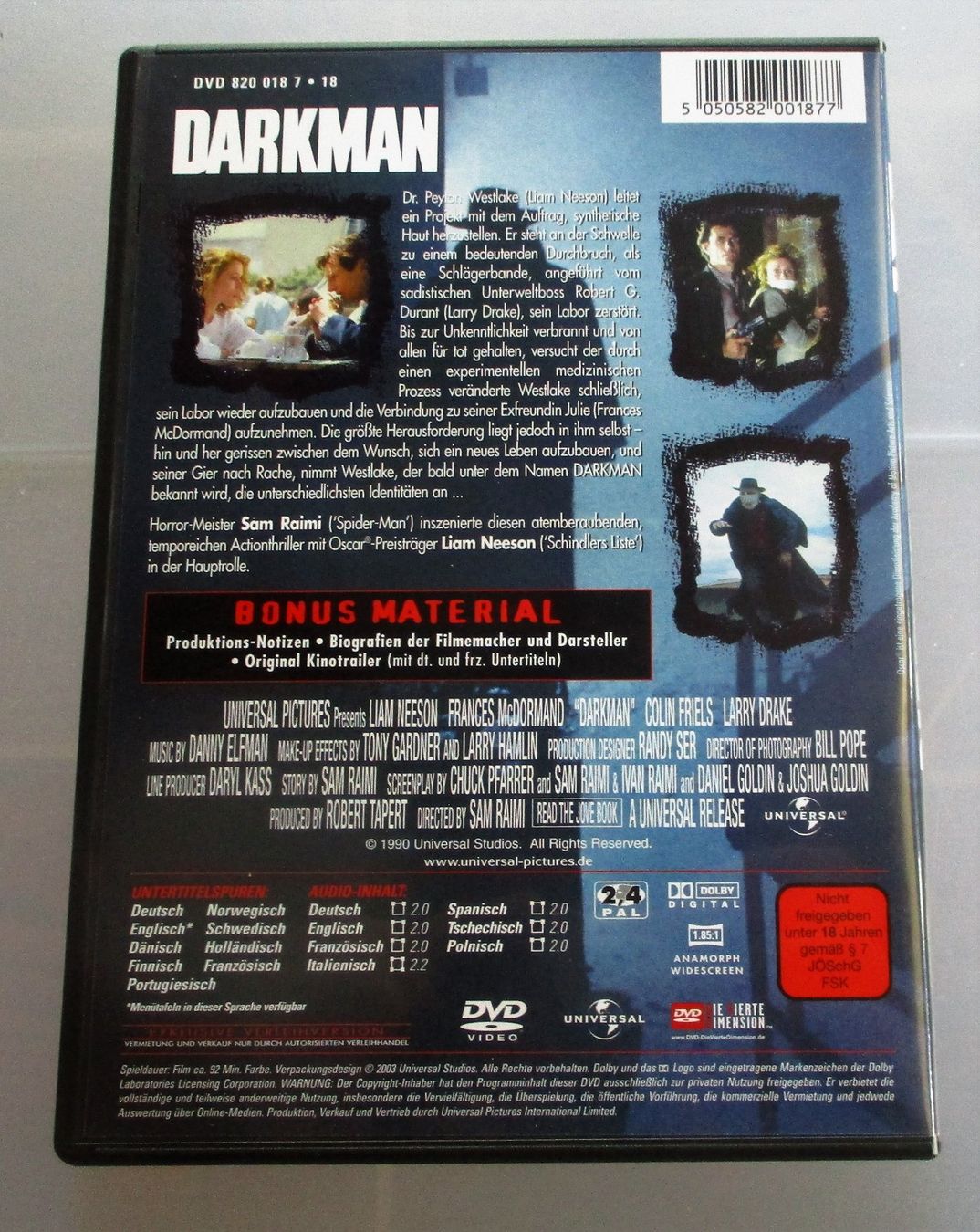 Alle DVDs: DARKMAN - Liam Neeson/Sam Raimi – Gebraucht aus Wattwil von Muriel10 1