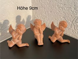 3 süsse Engel Figuren, Terrakotta, ca. 9cm hoch Deko