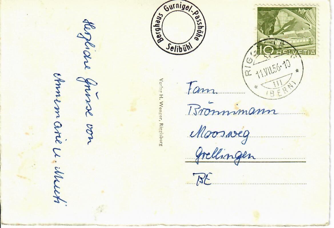 Cartoline postali: Gantrischseeli  1956 – Usato da Hochdorf venduto da Ziegel-16 1
