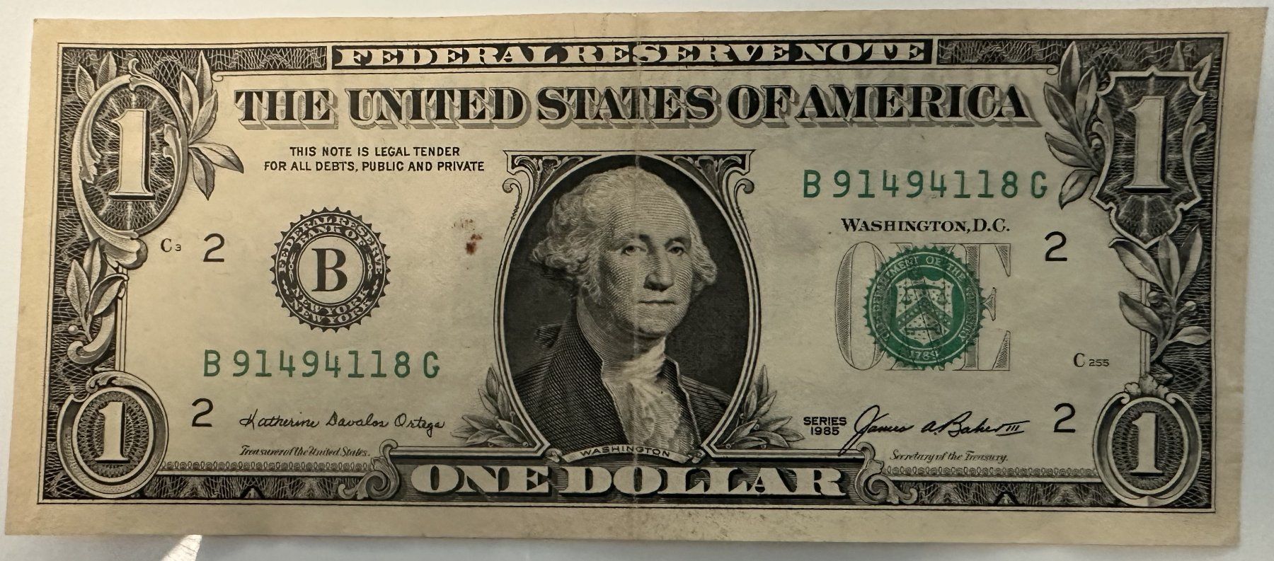 Banconote: 1 Dollar Banknote 1985 USA – Usato da Nesselnbach venduto da sir.lanzelot