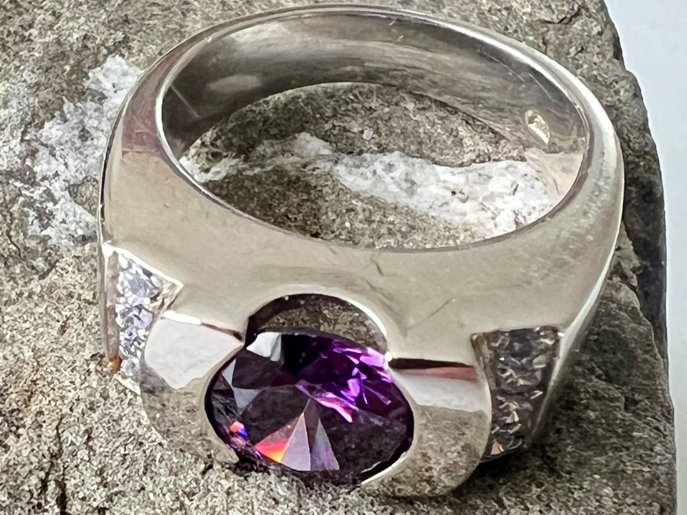 Bagues: Statementring Silber 925 mit grossem Ametrin und Zirkonia – D'occasion à Ruswil par artbyhand 1