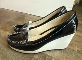 Geox Damen Halbschuhe Loafer Keilabsatz Gr. 38